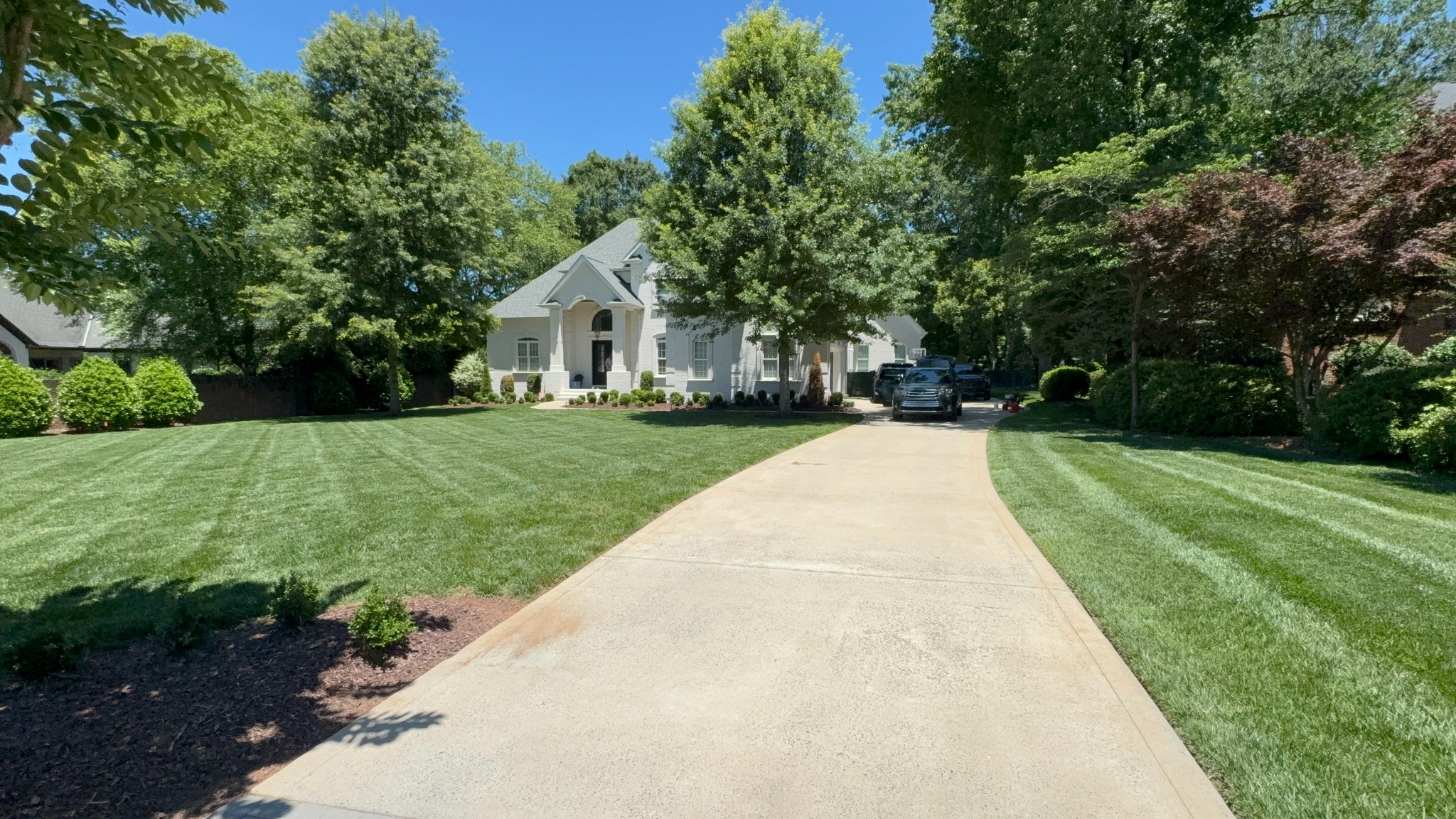 Freshly cleaned residential driveway