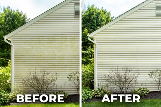 Before and after house washing